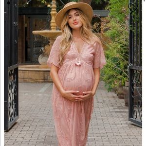 Light pink maternity maxi dress
